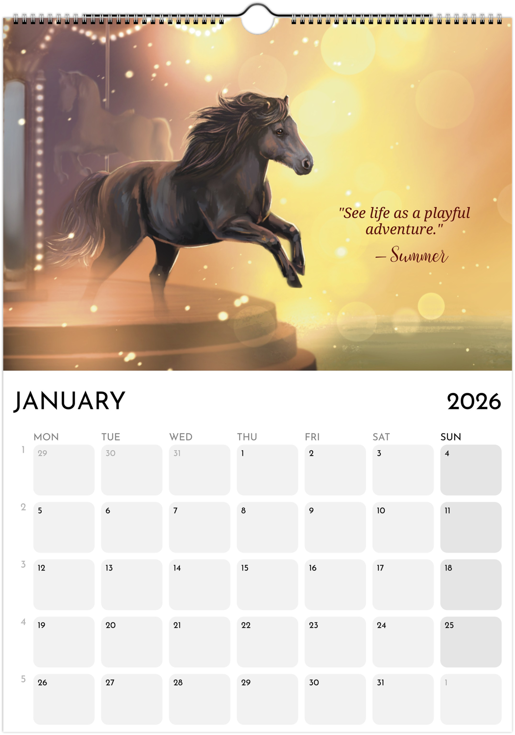 Calender A3, Messages from the horses